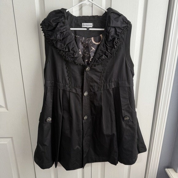 Beckyanne Jackets & Blazers - Beckyanne Black Silk Blend Button Up Vest Women's Size Medium Steampunk Gothic